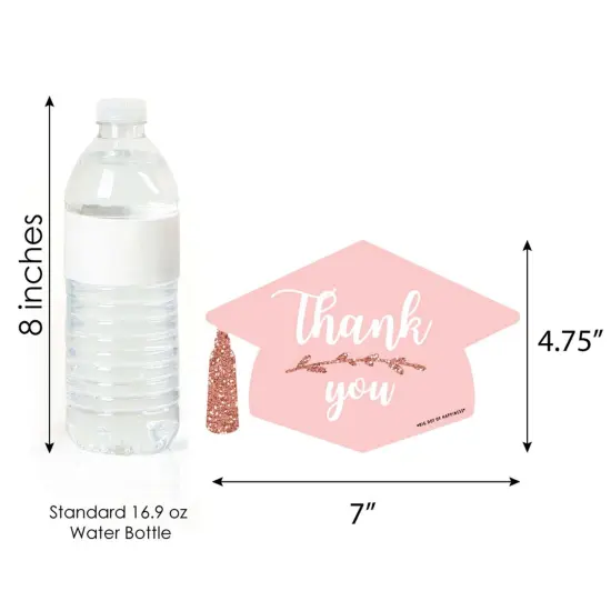 Big Dot of Happiness Rose Gold Grad - Shaped Thank You Cards - Graduation Party Thank You Note Cards with Envelopes - Set of 12 {7}