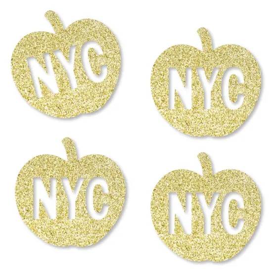 Big Dot of Happiness Gold Glitter NYC Apple - No-Mess Real Gold Glitter Cut-Outs - New York City Party Confetti - Set of 24 {1}