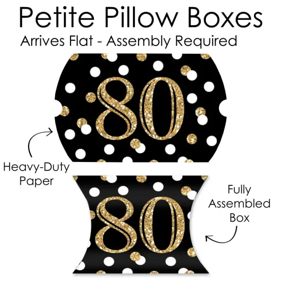Big Dot of Happiness Adult 80th Birthday - Gold - Favor Gift Boxes - Birthday Party Petite Pillow Boxes - Set of 20 {7}
