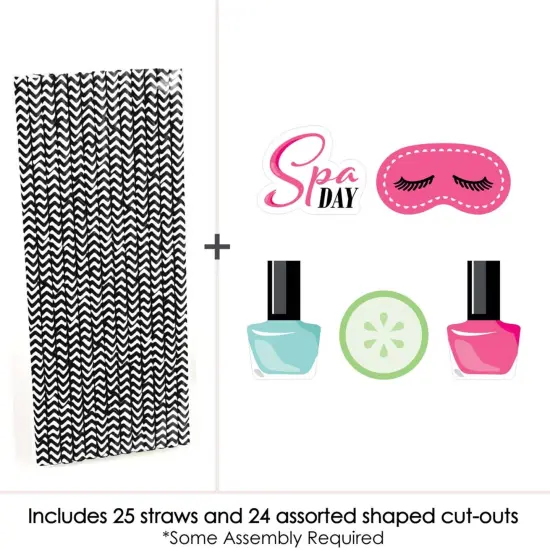 Big Dot of Happiness Spa Day - Paper Straw Decor - Girls Makeup Party Striped Decorative Straws - Set of 24 {4}