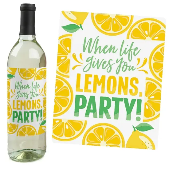 Big Dot of Happiness So Fresh - Lemon - Citrus Lemonade Party Decorations for Women and Men - Wine Bottle Label Stickers - Set of 4 {6}