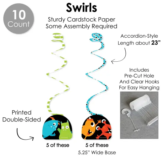 Big Dot of Happiness Monster Bash - Little Monster Birthday Party or Baby Shower Supplies Decoration Kit - Decor Galore Party Pack - 51 Pieces {6}