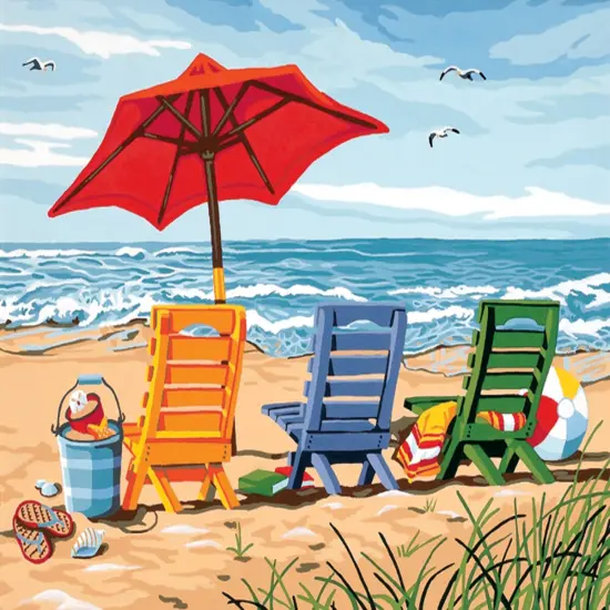 Paint Works Paint By Number Kit 14"X11"-Beach Chair Trio {2}