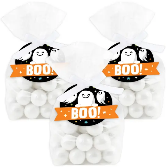 Big Dot of Happiness You've Been Booed - Ghost Halloween Party Clear Goodie Favor Bags - Treat Bags With Tags - Set of 12 {1}
