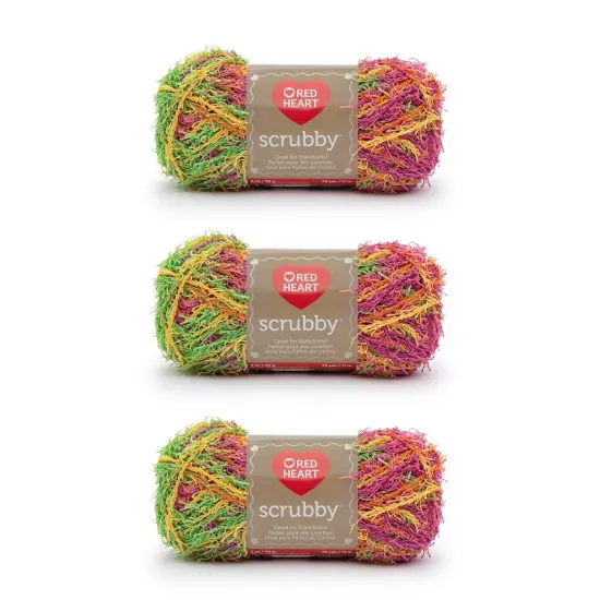 Red Heart Scrubby Tropical Yarn - 3 Pack of 85g/3oz - Polyester - 4 Medium (Worsted) - 78 Yards - Knitting/Crochet {1}