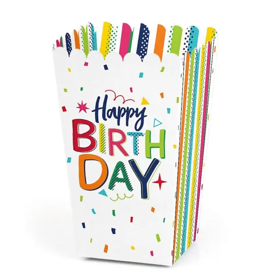 Big Dot of Happiness Cheerful Happy Birthday - Colorful Birthday Party Favor Popcorn Treat Boxes - Set of 12 {1}