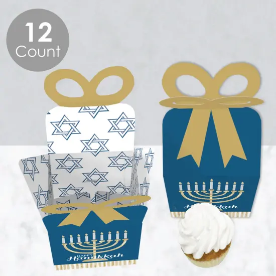 Big Dot of Happiness Happy Hanukkah - Square Favor Gift Boxes - Chanukah Holiday Party Bow Boxes - Set of 12 {4}