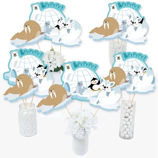 Big Dot of Happiness Arctic Polar Animals - Winter Baby Shower or Birthday Party Centerpiece Sticks - Table Toppers - Set of 15 {3}
