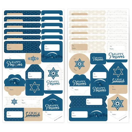 Big Dot of Happiness Happy Passover - Assorted Pesach Jewish Holiday Party Gift Tag Labels - To and From Stickers - 12 Sheets - 120 Stickers {1}