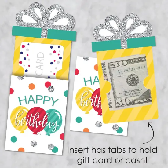 Big Dot of Happiness Colorful Happy Birthday - Birthday Party Money and Gift Card Sleeves - Nifty Gifty Card Holders - Set of 8 {4}