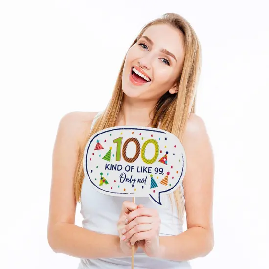 Big Dot of Happiness 100th Birthday - Cheerful Happy Birthday - Colorful One Hundredth Birthday Party Photo Booth Props Kit - 20 Count {4}
