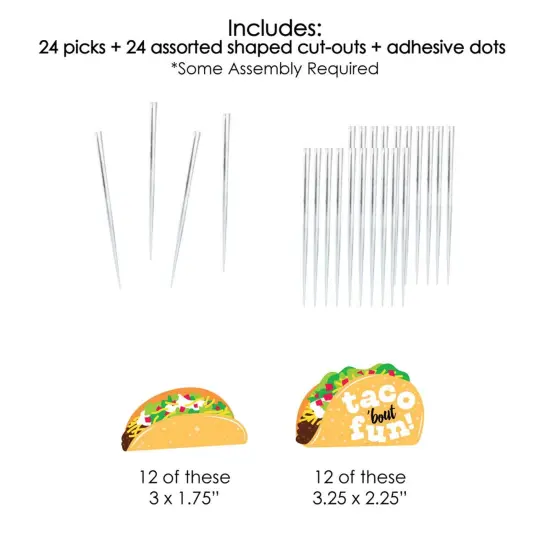 Big Dot of Happiness Taco 'Bout Fun - Dessert Cupcake Toppers - Fiesta Clear Treat Picks - Set of 24 {7}