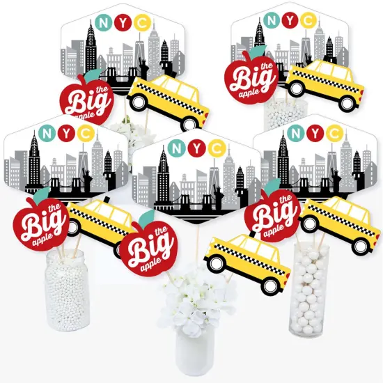 Big Dot of Happiness NYC Cityscape - New York City Party Centerpiece Sticks - Table Toppers - Set of 15 {3}