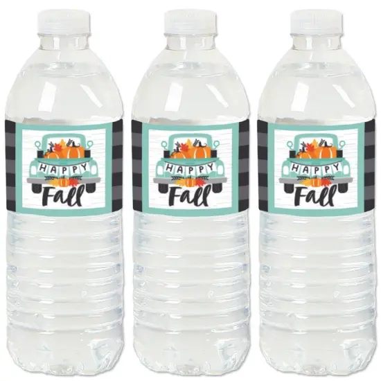 Big Dot of Happiness Happy Fall Truck - Harvest Pumpkin Party Water Bottle Sticker Labels - Set of 20 {1}