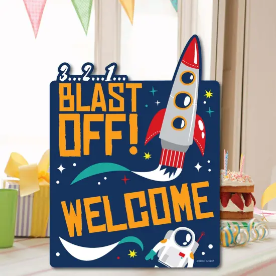 Big Dot of Happiness Blast Off to Outer Space - Party Decorations - Rocket Ship Baby Shower or Birthday Party Welcome Yard Sign {7}