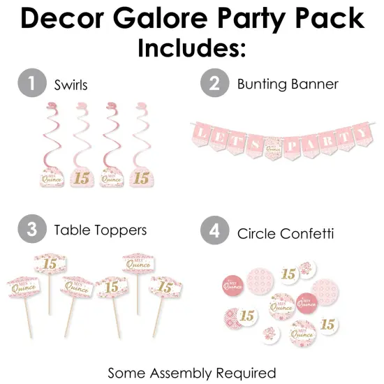 Big Dot of Happiness Mis Quince Anos - Quinceanera Sweet 15 Birthday Party Supplies Decoration Kit - Decor Galore Party Pack - 51 Pieces {3}