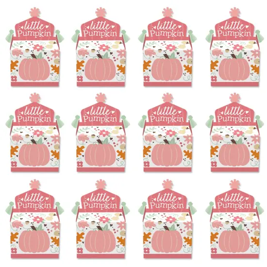 Big Dot of Happiness Girl Little Pumpkin - Treat Box Party Favors - Fall Birthday Party or Baby Shower Goodie Gable Boxes - Set of 12 {6}