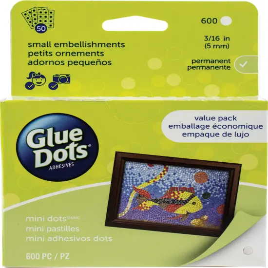Glue Dots .1875" Mini Dot Sheets Value Pack-600 Clear Dots {1}