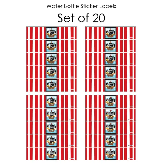 Big Dot of Happiness Pirate Ship Adventures - Skull Birthday Party Water Bottle Sticker Labels - Set of 20 {4}