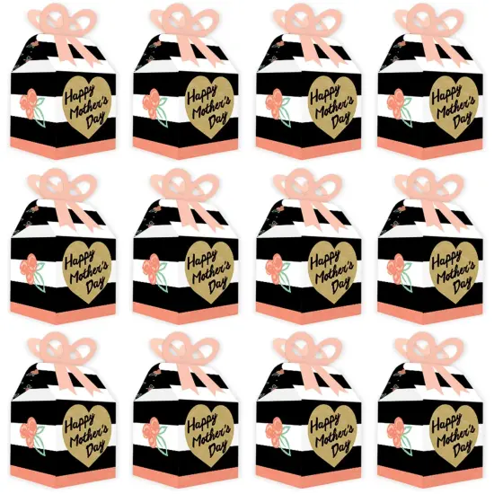 Big Dot of Happiness Best Mom Ever - Square Favor Gift Boxes - Mother's Day Party Bow Boxes - Set of 12 {6}