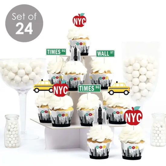 Big Dot of Happiness NYC Cityscape - Cupcake Decoration - New York City Party Cupcake Wrappers and Treat Picks Kit - Set of 24 {3}