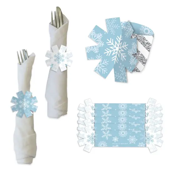 Big Dot of Happiness Winter Wonderland - Snowflake Holiday Party and Winter Wedding Paper Napkin Holder - Napkin Rings - Set of 24 {1}