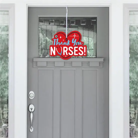 Big Dot of Happiness Thank You Nurses - Hanging Porch Nurse Appreciation Week Outdoor Decorations - Front Door Decor - 1 Piece Sign {3}