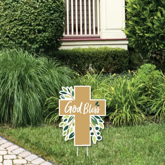 Big Dot of Happiness Elegant Cross - Outdoor Lawn Sign - Religious Party Yard Sign - 1 Piece {1}