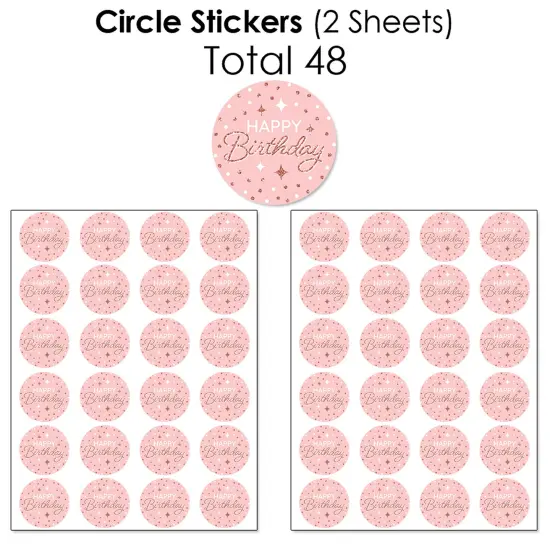 Big Dot of Happiness Pink Rose Gold Birthday - Happy Birthday Party Candy Favor Sticker Kit - 304 Pieces {7}