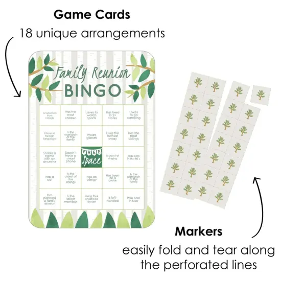 Big Dot of Happiness Family Tree Reunion - Bingo Cards and Markers - Family Gathering Party Bingo Game - Set of 18 {3}