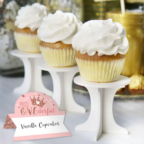 Big Dot of Happiness 1st Birthday Little Miss Onederful - Girl First Birthday Party Tent Buffet Card - Table Setting Name Place Cards - Set of 24 {6}