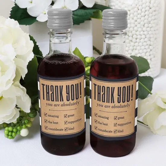 Big Dot of Happiness Thank You - Mini Wine and Champagne Bottle Label Stickers - Thank You Gift for Women and Men - Set of 16 {6}