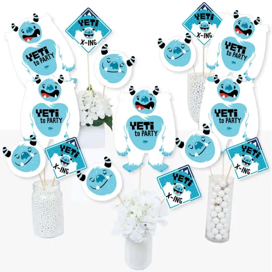 Big Dot of Happiness Yeti to Party - Abominable Snowman Party or Birthday Party Centerpiece Sticks - Table Toppers - Set of 15 {3}