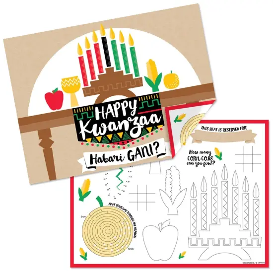 Big Dot of Happiness Happy Kwanzaa - Paper Coloring Sheets - Activity Placemats - Set of 16 {1}