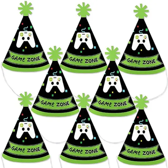 Big Dot of Happiness Game Zone - Mini Cone Pixel Video Game Party or Birthday Party Hats - Small Little Party Hats - Set of 8 {1}