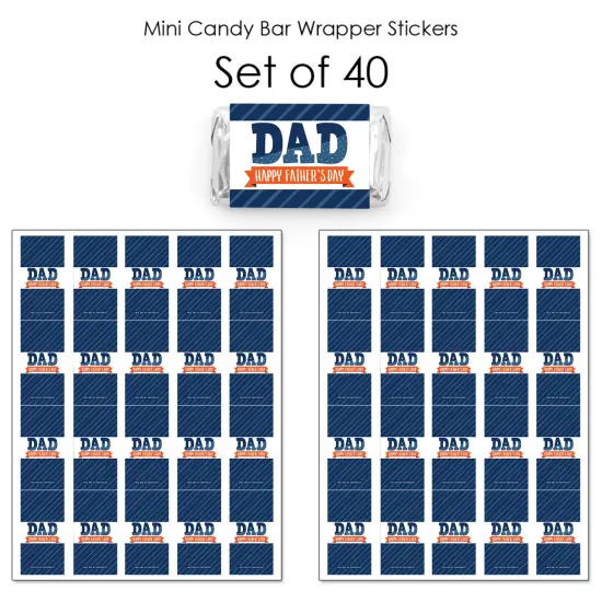 Big Dot of Happiness Happy Father's Day - Mini Candy Bar Wrapper Stickers - We Love Dad Party Small Favors - 40 Count {4}
