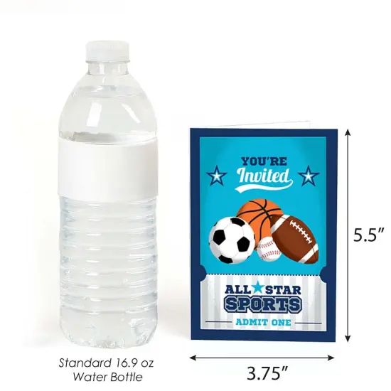 Big Dot of Happiness Go, Fight, Win - Sports - Fill In Baby Shower or Birthday Party Invitations (8 count) {4}