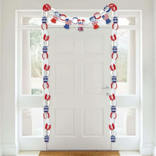 Big Dot of Happiness Stars & Stripes - 90 Chain Links & 30 Paper Tassels Kit - Memorial Day, 4th of July and Labor Day Paper Chains Garland - 21 feet {4}