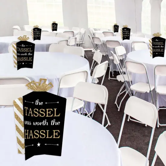 Big Dot of Happiness Gold - Tassel Worth The Hassle - Table Decorations - Graduation Party Fold and Flare Centerpieces - 10 Count {6}