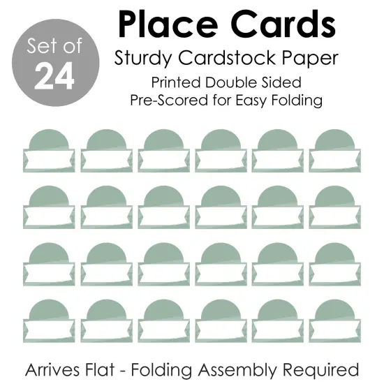 Big Dot of Happiness Sage Green Elegantly Simple - Guest Party Favors Tent Buffet Card - Table Setting Name Place Cards - Set of 24 {7}