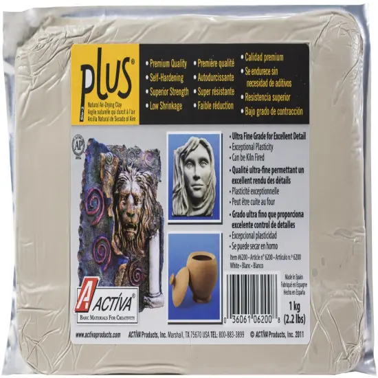 Multipack of 6 - Plus Natural Self-Hardening Clay 2.2lb-White {3}