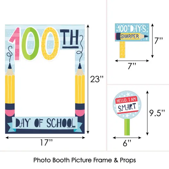 Big Dot of Happiness Happy 100th Day of School - 100 Days Party Selfie Photo Booth Picture Frame and Props - Printed on Sturdy Material {7}