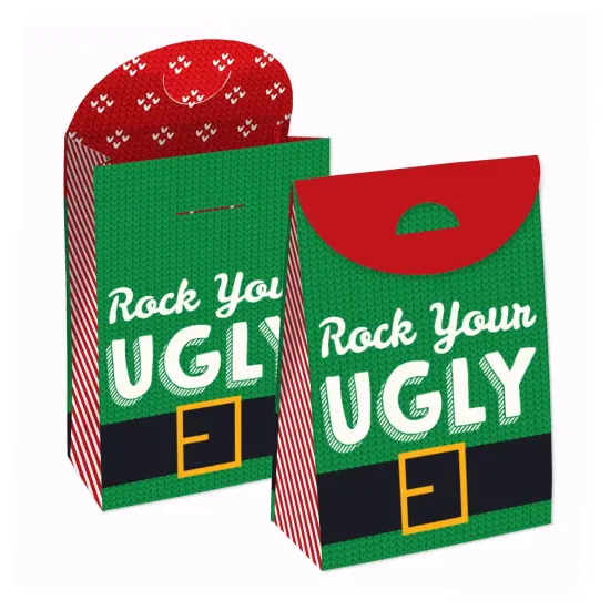 Big Dot of Happiness Ugly Sweater - Holiday and Christmas Gift Favor Bags - Party Goodie Boxes - Set of 12 {1}