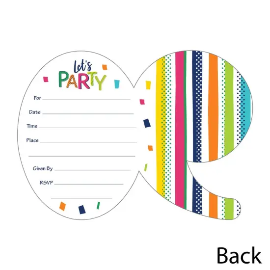 Big Dot of Happiness 90th Birthday - Cheerful Happy Birthday - Shaped Fill-In Invites - Ninetieth Birthday Invitation Cards with Envelopes - Set of 12 {4}