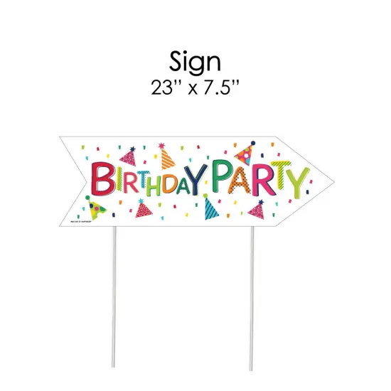 Big Dot of Happiness Cheerful Happy Birthday - Arrow Colorful Birthday Party Direction Signs - Double Sided Outdoor Yard Signs - Set of 6 {7}