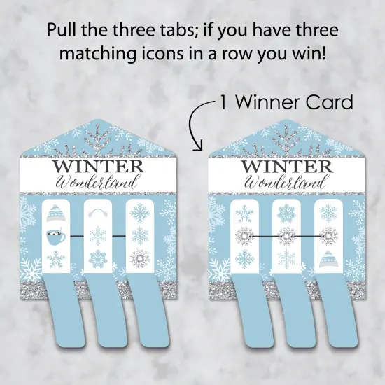 Big Dot of Happiness Winter Wonderland - Snowflake Holiday Party and Winter Wedding Game Pickle Cards - Pull Tabs 3-in-a-Row - Set of 12 {4}
