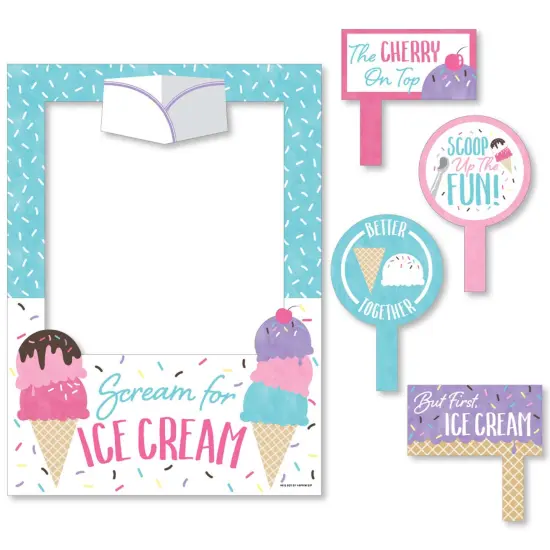 Big Dot of Happiness Scoop Up The Fun - Ice Cream - Sprinkles Party Selfie Photo Booth Picture Frame and Props - Printed on Sturdy Material {7}