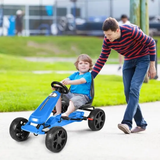 Outdoor Kids Pedal Powered Riding Kart Car 4 Wheel Perfect Gift for Birthdays or Christmas Blue {1}