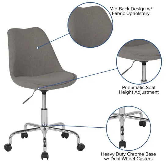 Merrick Lane Marilyn Swivel Office Chair with Height Adjustable Swivel Seat in Stylish Upholstery Blue {7}