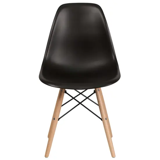 Merrick Lane Elton Series Polypropylene Accent Chair with Metal Braced Wooden Legs Black {3}